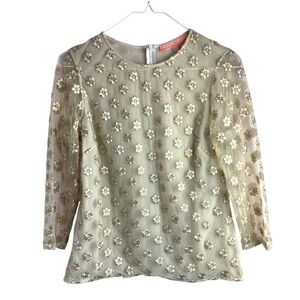 Vilagallo Embroidered Metallic Gold Blouse